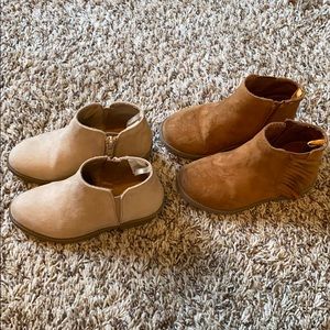 2 Old Navy Toddler Booties Caramel & Taupe